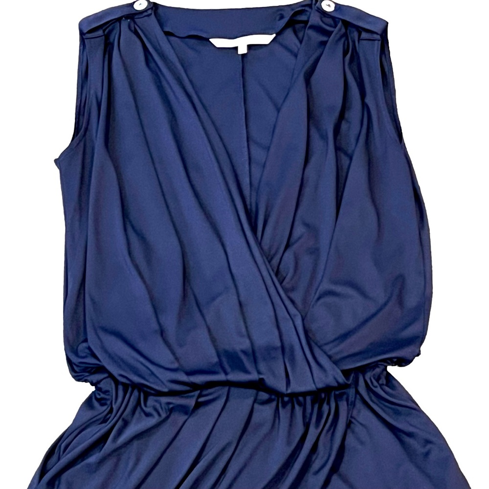 RACHEL ROY sleeveless shorts romper jumpsuit skort size small blue silky pockets - Picture 2 of 9